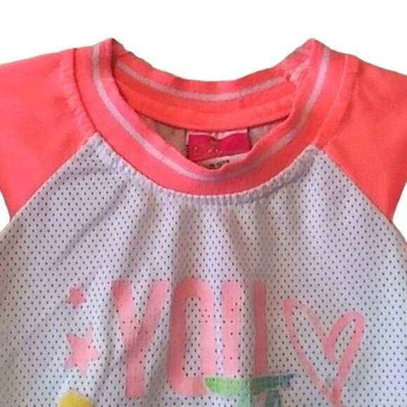 Diva X-Small Raglan Top Girls "You Got This Girl" Neon Pink White Mesh Tee Shirt - Picture 3 of 7